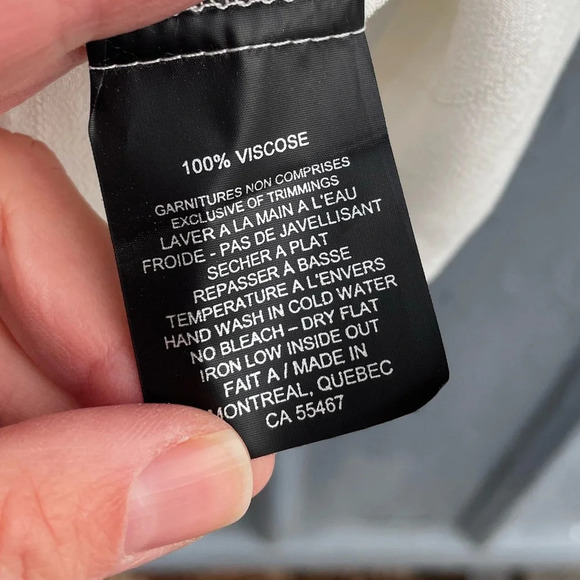 MELISSA NEPTON sheer white V neck blouse loose fit, size Large - Picture 6 of 6